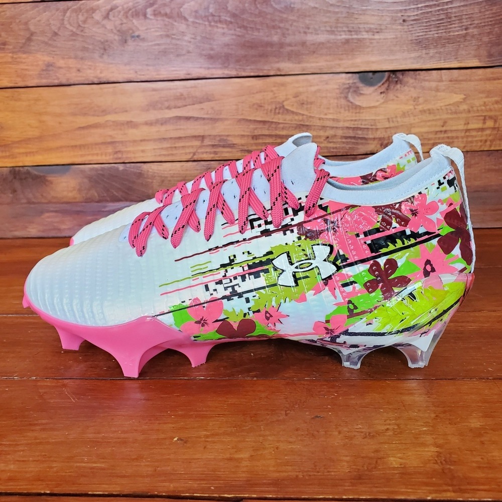 Under Armour Blur Pro LE Lacrosse Cleats‎ Women 8.5 White Pink HOVR Floral New